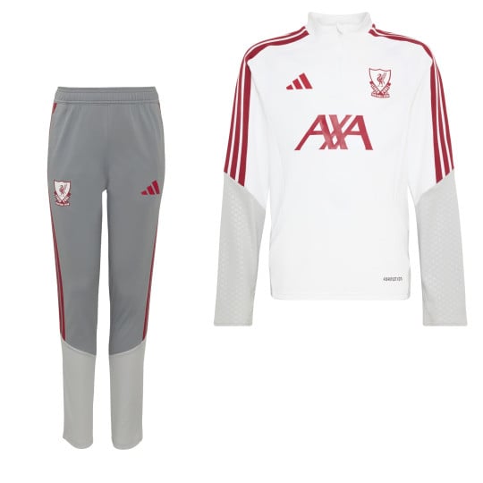 adidas Liverpool Europees Trainingspak 1/4-Zip 2026-2027 Kids Wit Grijs Rood