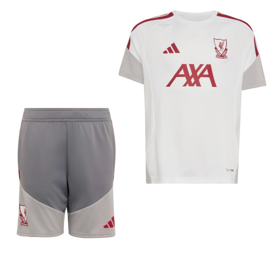 Kit d'entraînement européen adidas Liverpool 2026-2027 pour Enfants, blanc, gris, rouge