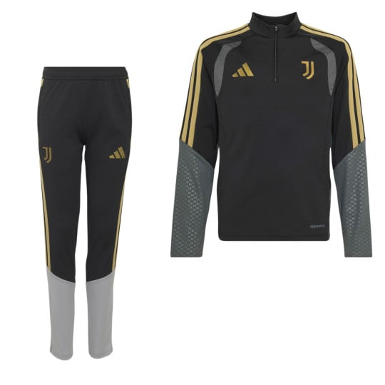 adidas Juventus Europees Trainingspak 1/4-Zip 2026-2027 Kids Zwart Grijs Goud