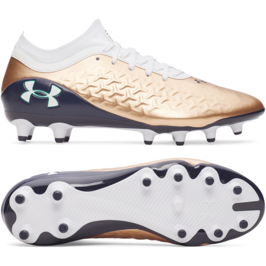 Under Armour Magnetico Pro 6 Gras Voetbalschoenen (FG) Wit Bruin Donkergrijs