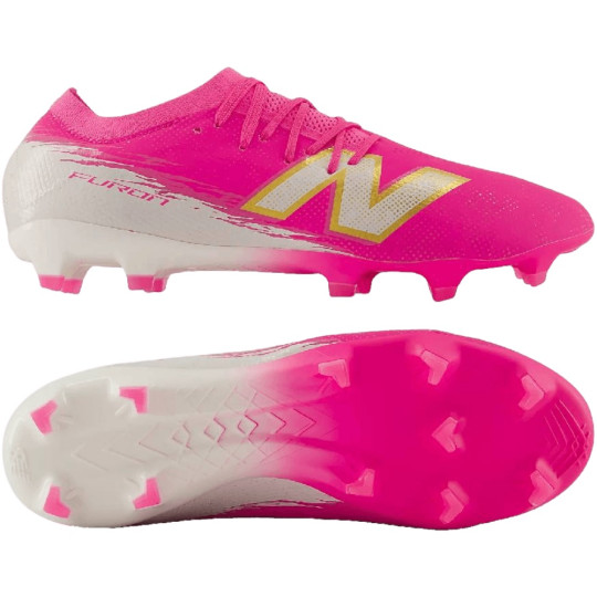 New Balance Furon V8 Pro Gazon Naturel Chaussures de Foot (FG) Rose Vif Blanc Doré