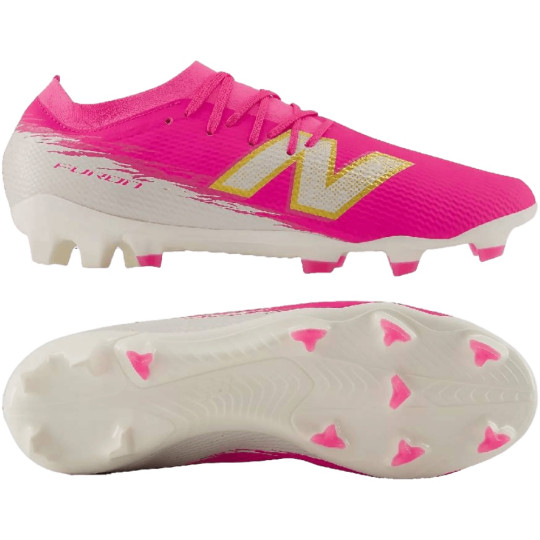 New Balance Furon V8 Team Gazon Naturel Chaussures de Foot (FG) Rose Vif Blanc Doré