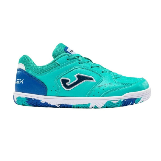 Joma Top Flex Zaalvoetbalschoenen (IN) Kids Turquoise Blauw Wit