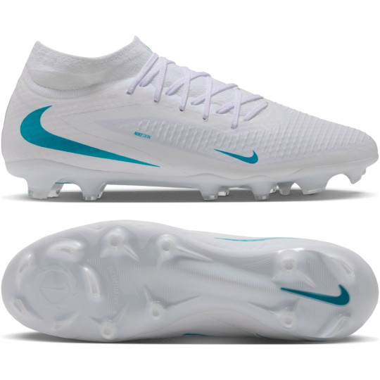 Nike Phantom 6 High Academy Gras / Kunstgras Voetbalschoenen (MG) Wit Turquoise