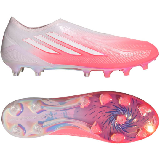 adidas F50 Sparkfusion Elite Sans Lacets Gazon Naturel Artificiel Chaussures de Foot (MG) Femmes Rose Blanc