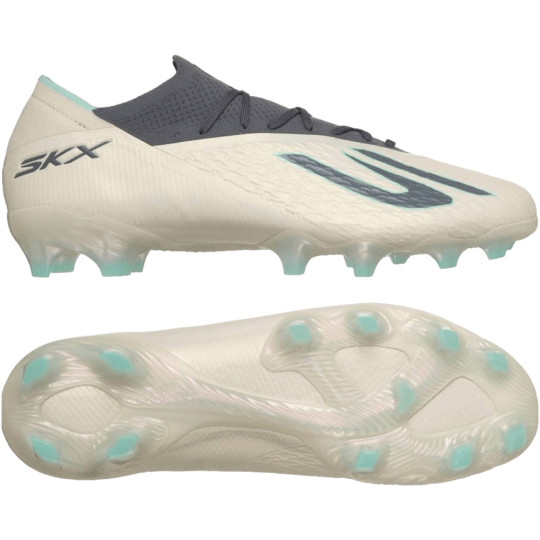 Skechers SKX_2 Elite Gazon Naturel Chaussures de Foot (FG) Beige Gris Foncé Turquoise