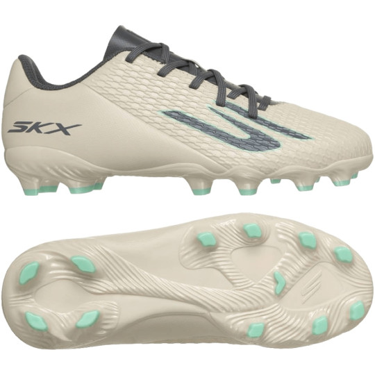 Skechers SKX_2 Low Gras / Kunstgras Voetbalschoenen (MG) Kids Beige Donkergrijs Turquoise