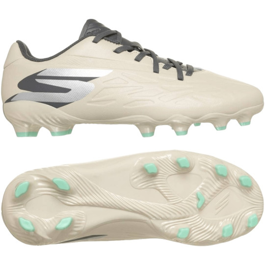 Skechers Razor 2 Low Gazon Naturel Artificiel Chaussures de Foot (MG) Enfants Beige Gris Foncé Turquoise