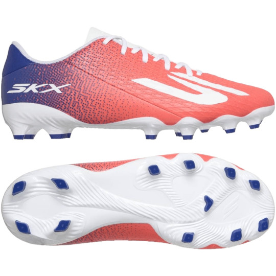 Skechers SKX_2 Club Gazon Naturel Artificiel Chaussures de Foot (MG) Blanc Rouge Vif Bleu Rose