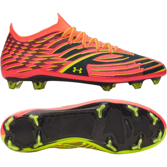 Under Armour Shadow Elite 4 Mach Chaussures de Foot Gazon Naturel (FG) Orange Jaune Noir