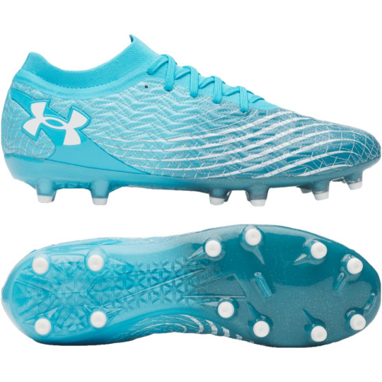 Under Armour Magnetico Pro 5 Gazon Naturel Chaussures de Foot (FG) Bleu Azure Blanc