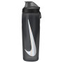 Bouteille de carburant Nike avec paille 710 ml, noir, gris foncé, argent