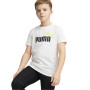 PUMA Essentials+ 2 Logo T-Shirt Kids Wit Zwart Lichtgroen