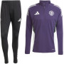 adidas Manchester United Survêtement 1/4-Zip 2025-2026 Mauve Noir Blanc