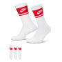 Nike Everyday Elevated Futura Crew Sokken 3-Pack Wit Rood