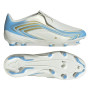 adidas F50 Messi League Sans Lacets Gazon Naturel Chaussures de Foot (FG) Enfants Blanc Bleu Clair Doré