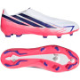 adidas F50 Hyperfast League Sans Lacets Gazon Naturel Chaussures de Foot (FG) Blanc Mauve Rose