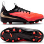 Nike Phantom 6 Low Academy Gazon Naturel Artificiel Chaussures de Foot (MG) Enfants Noir Rouge Vif Doré