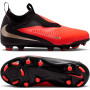Nike Phantom 6 High Academy Gazon Naturel Artificiel Chaussures de Foot (MG) Enfants Noir Rouge Vif Doré