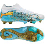 PUMA Future 9 Ultimate Playmaker Gras Voetbalschoenen (FG) Wit Vibrant Blue Sun Stream Lichtblauw