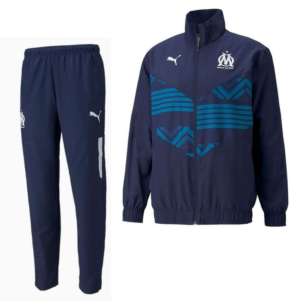 PUMA Olympique Marseille Pre-Match Woven Trainingspak Donkerblauw
