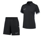 Nike Academy 25 Polo Trainingsset Dames Zwart Grijs Wit