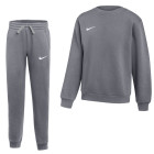 Nike Park 26 Fleece Crew Joggingpak Kids Donkergrijs Wit