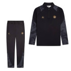 Cruyff Defense Tracksuit 1/4-Zip Kids Black Dark Grey Gold