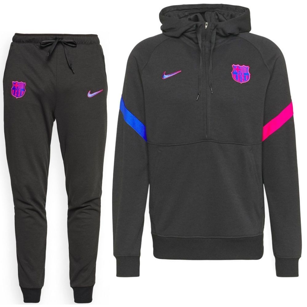Nike FC Barcelona Travel Fleece Trainingspak 2021-2022 Zwart Roze