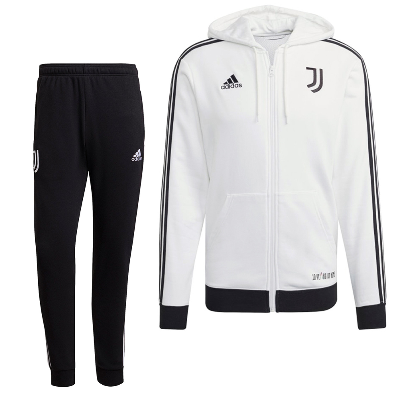 adidas Juventus 3S Full-Zip Hoodie Trainingspak 2021-2022 Wit Zwart