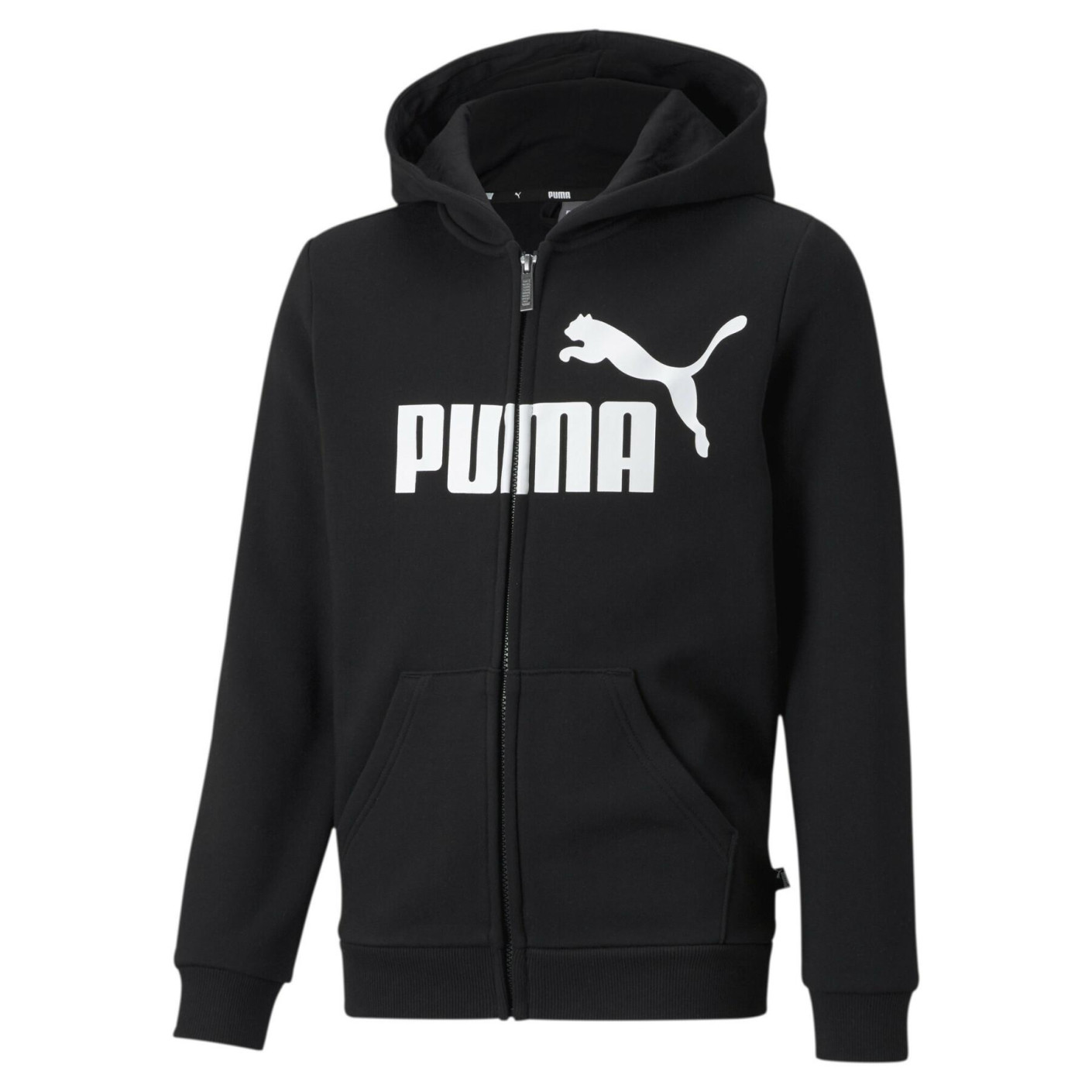 PUMA Essential Big Logo Full Zip Hoodie Fleece Kids Zwart Wit