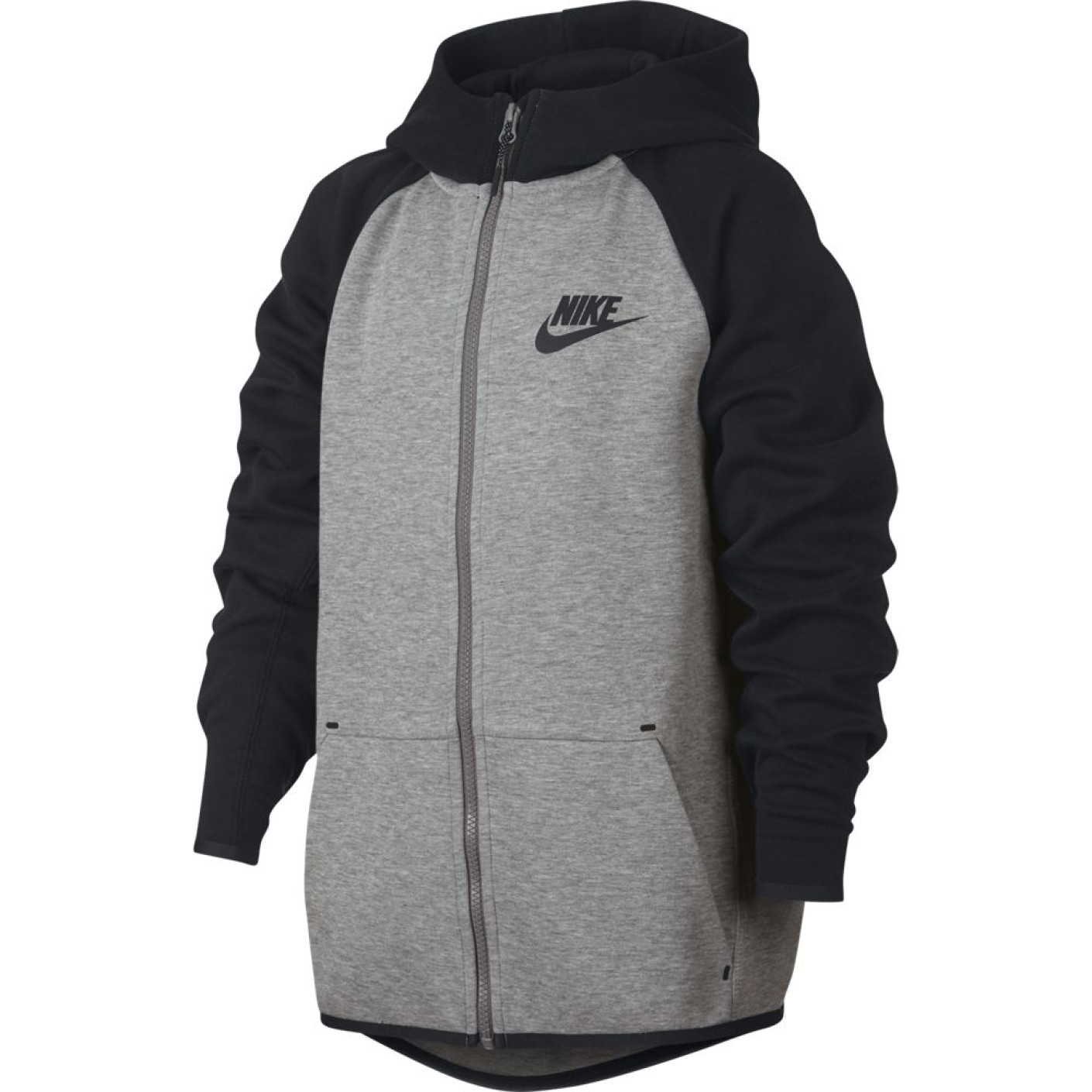 Nike Tech Fleece Full Zip Hoodie Essentials Kids Grijs Zwart