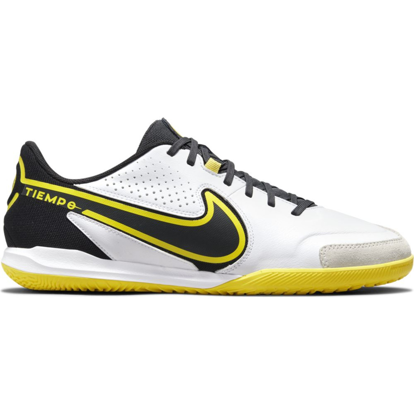 Nike Tiempo Legend 9 Academy Zaalvoetbalschoenen (IC) Wit Donkergrijs Zwart  Geel