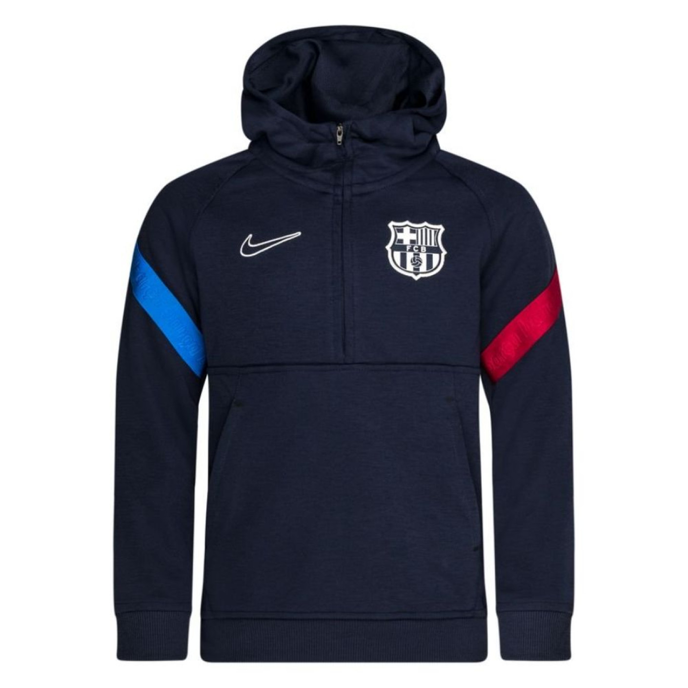 Nike FC Barcelona Fleece Hoodie Half-Zip 2021-2022 Kids Donkerblauw Rood Grijs
