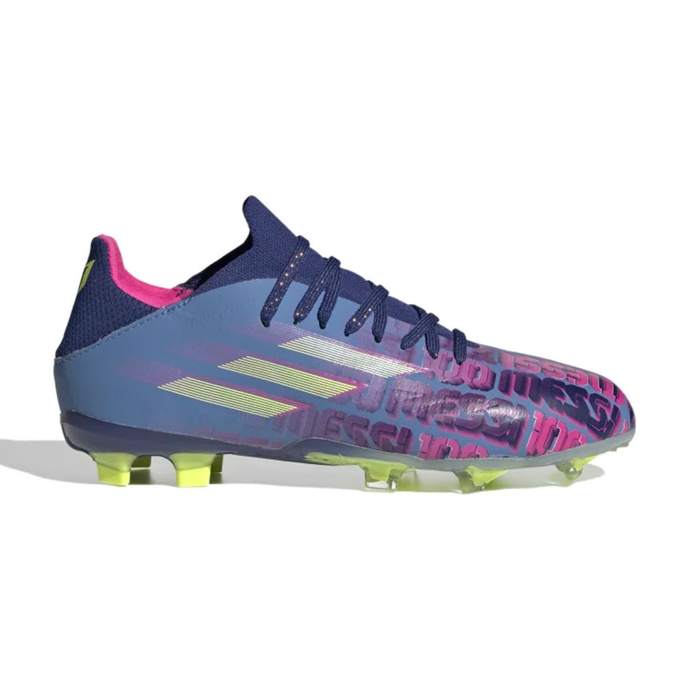 adidas X Speedflow Messi.1 Gras Voetbalschoenen (FG) Kids Blauw Roze Geel