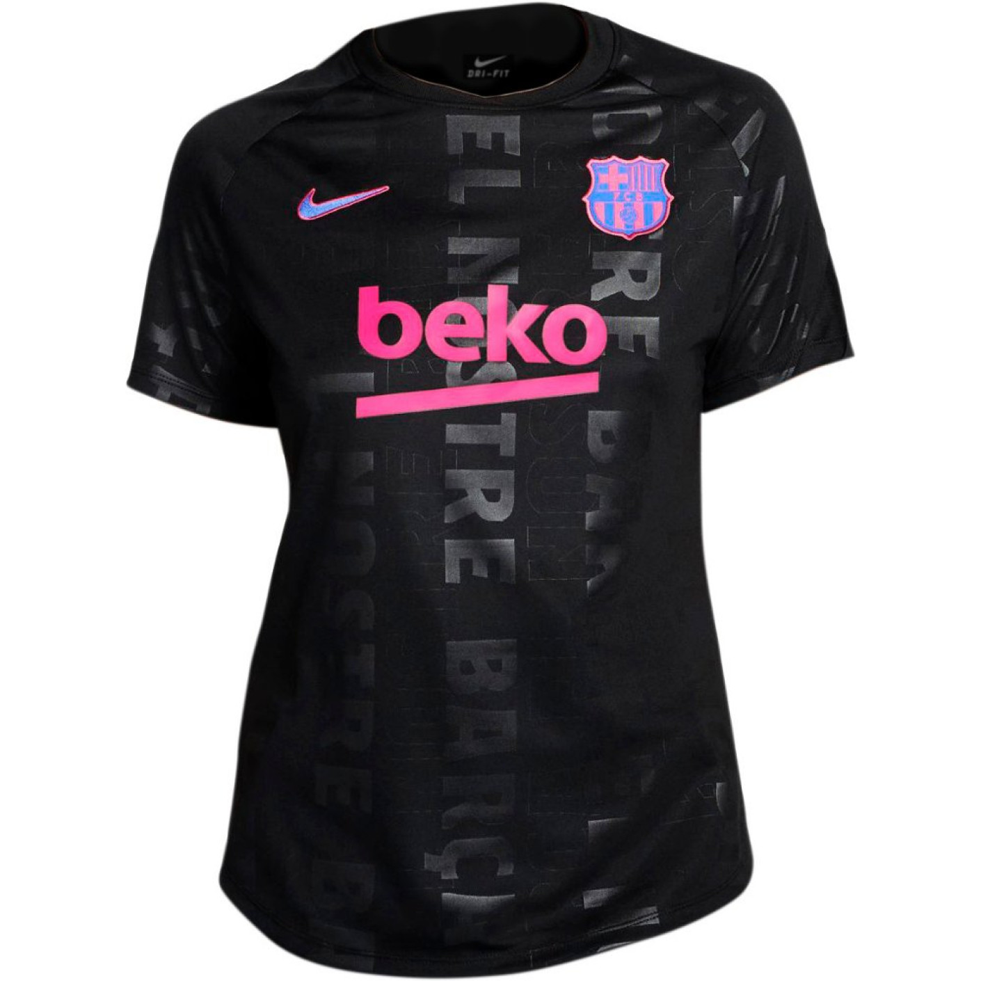 Nike FC Barcelona Strike Pre-Match Trainingsshirt 2021-2022 Dames Zwart Roze Blauw