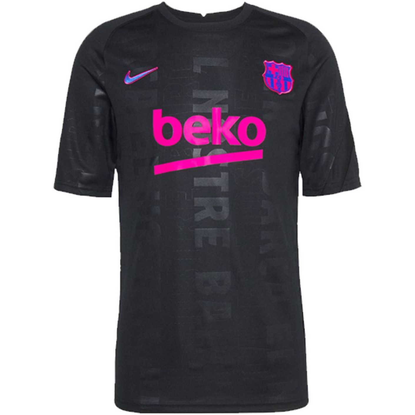 Nike FC Barcelona Strike Pre-Match Trainingsshirt 2021-2022 Kids Zwart Roze Blauw