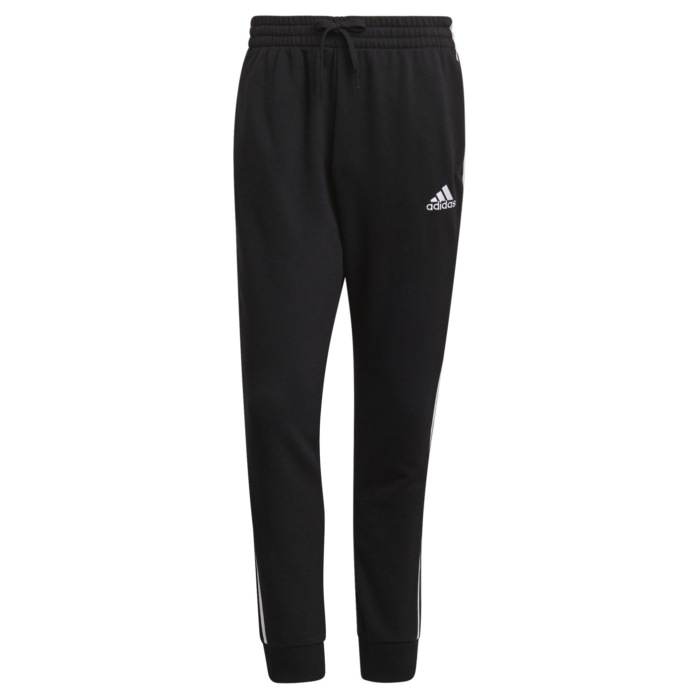 adidas Essentials Fleece Joggingbroek Cuff 3-Stripes Zwart Wit
