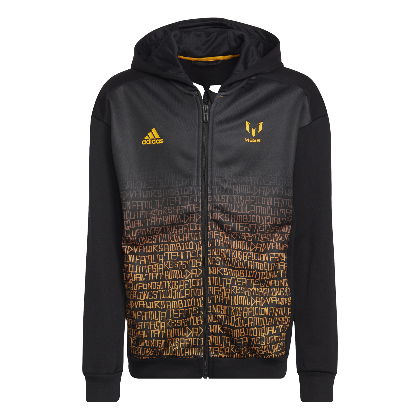 adidas Messi 10 Full Zip Hoodie Kids Zwart Goud Geel