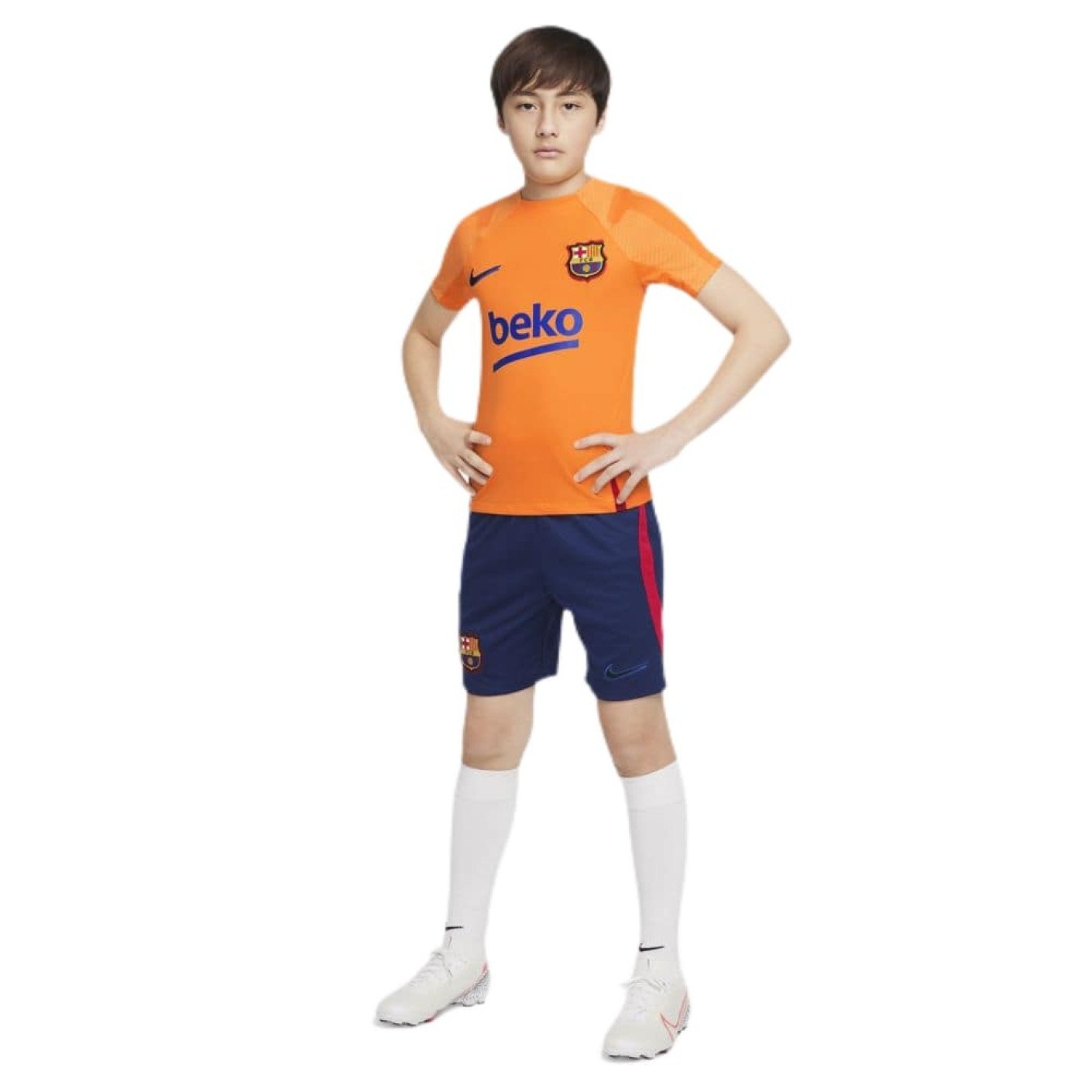 Nike FC Barcelona Strike Trainingsset 2021-2022 Kids Oranje Donkerblauw