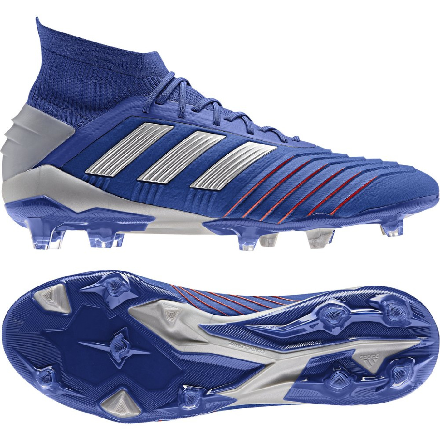 adidas PREDATOR 19.1 Gras Voetbalschoenen (FG) Blauw Zilver