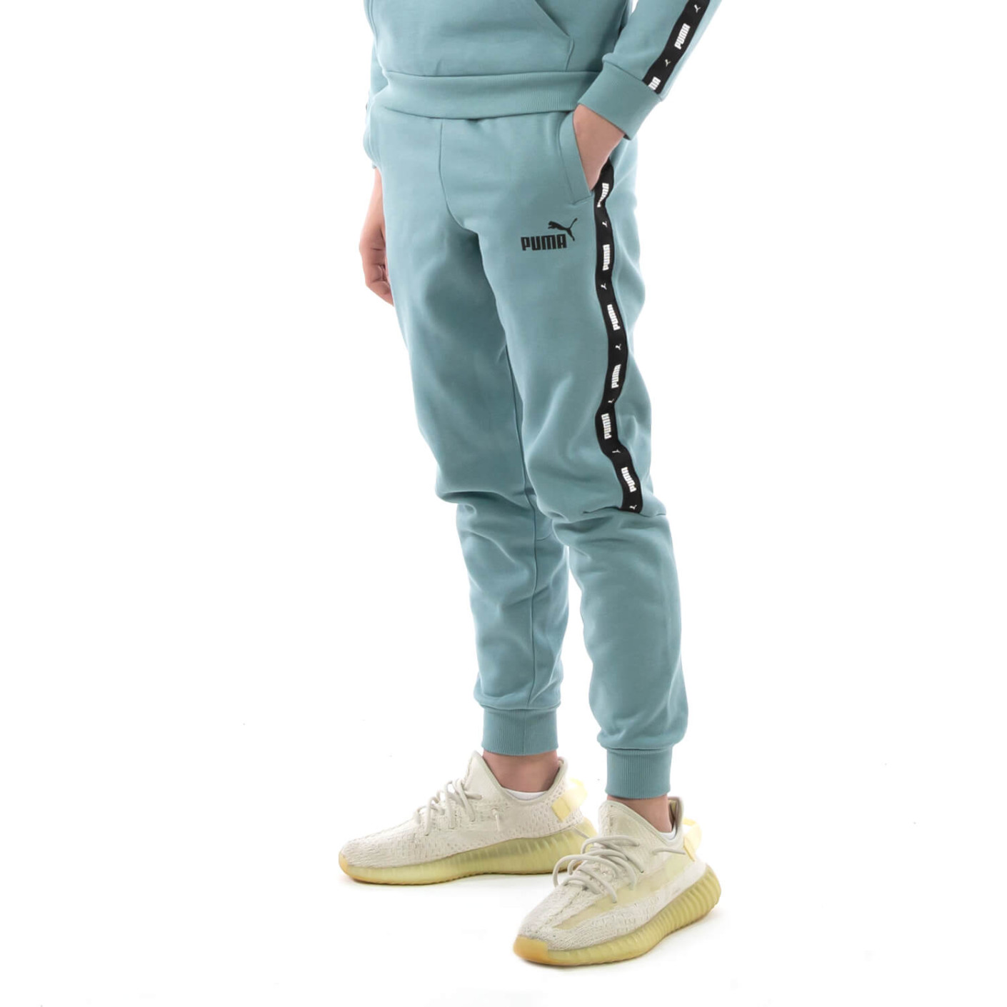 PUMA Essentials+ Tape Joggingbroek Fleece Kids Blauw Zwart