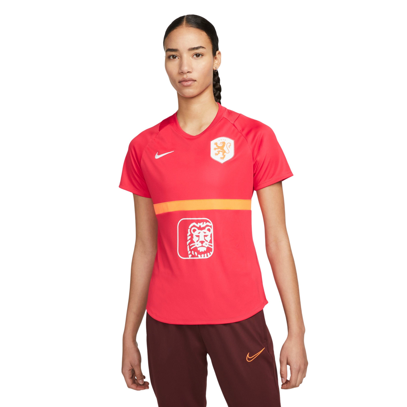 mozaïek Australische persoon IJver Nike Nederland Academy Pro Trainingsshirt 2022-2023 Dames Rood Oranje Wit