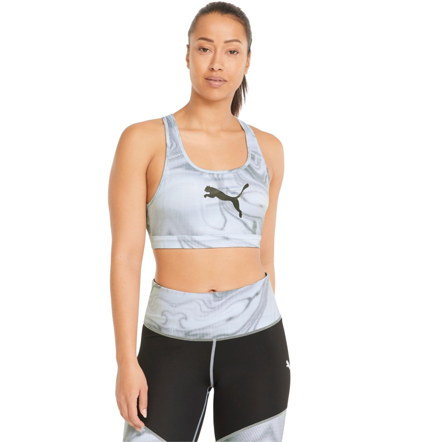 PUMA Individual Liga Sport Beha Dames Zwart Lichtgrijs