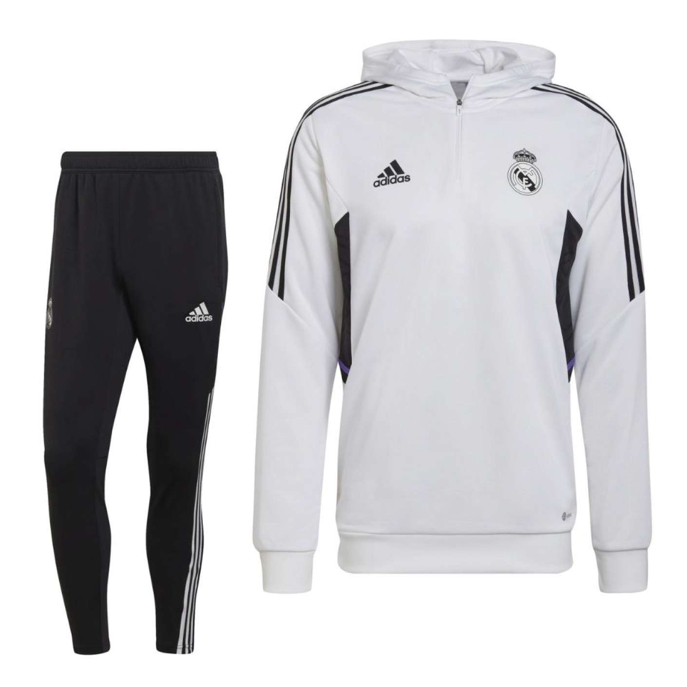 adidas Real Madrid Track Hoodie Trainingspak 2022-2023 Wit Zwart Paars