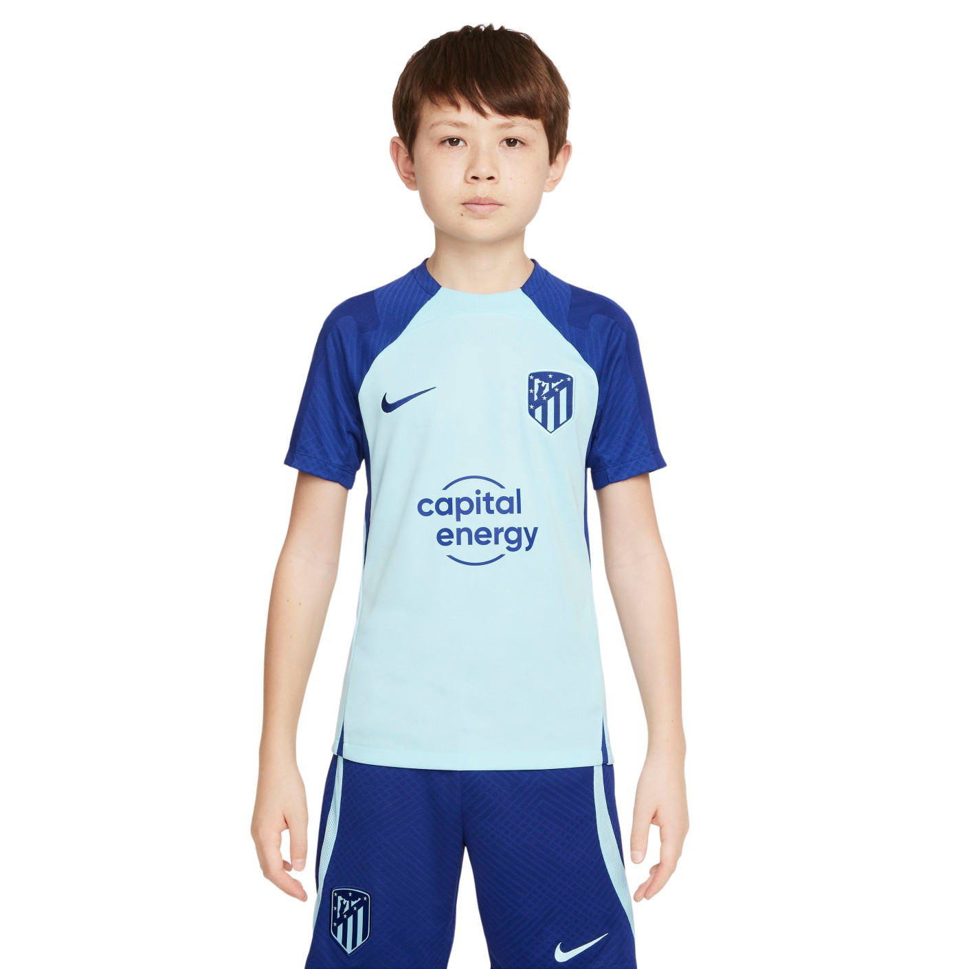 Nike Atletico Madrid Strike Trainingsshirt 2022-2023 Kids Lichtblauw Donkerblauw