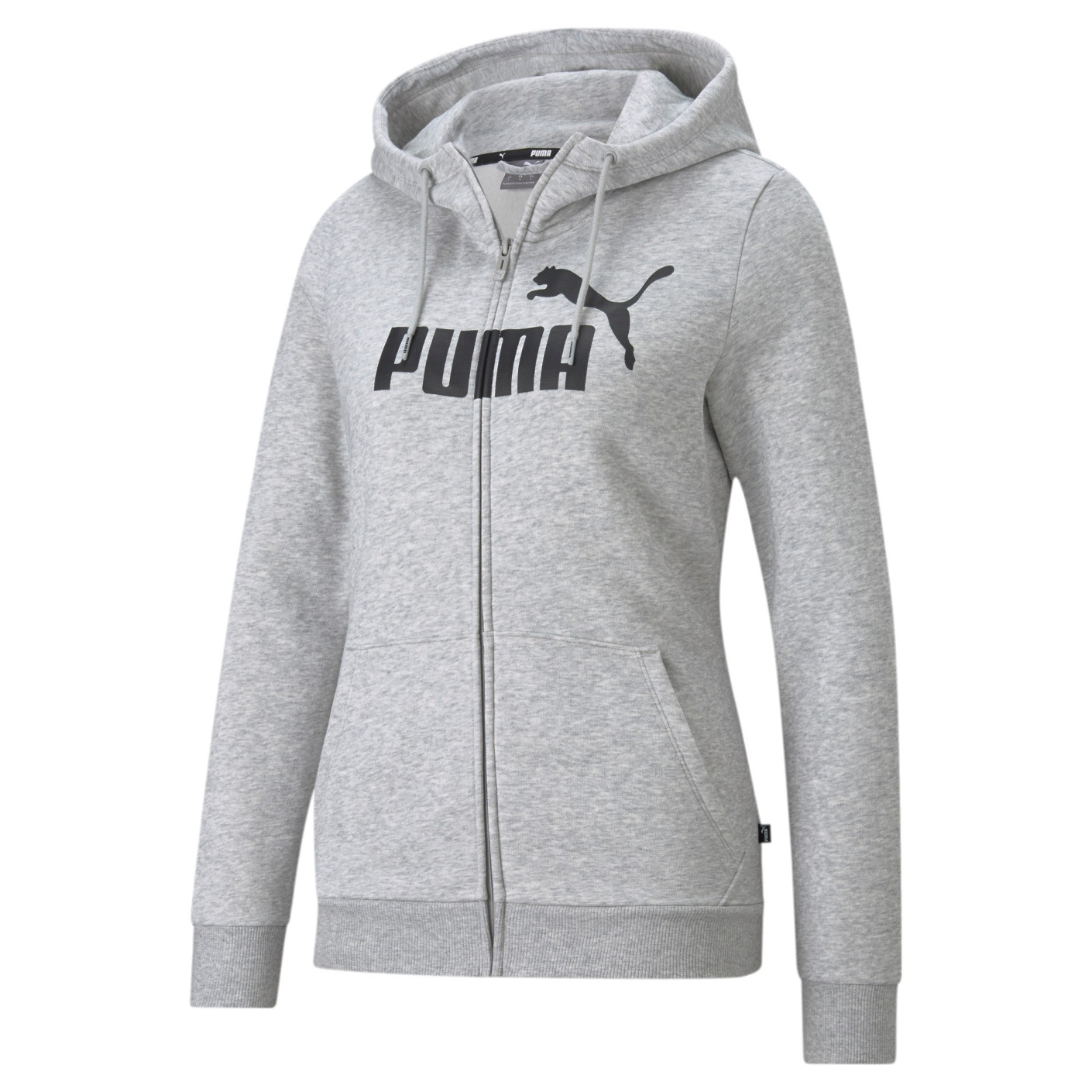 PUMA Essentials Logo Full-Zip Fleece Hoodie Dames Grijs