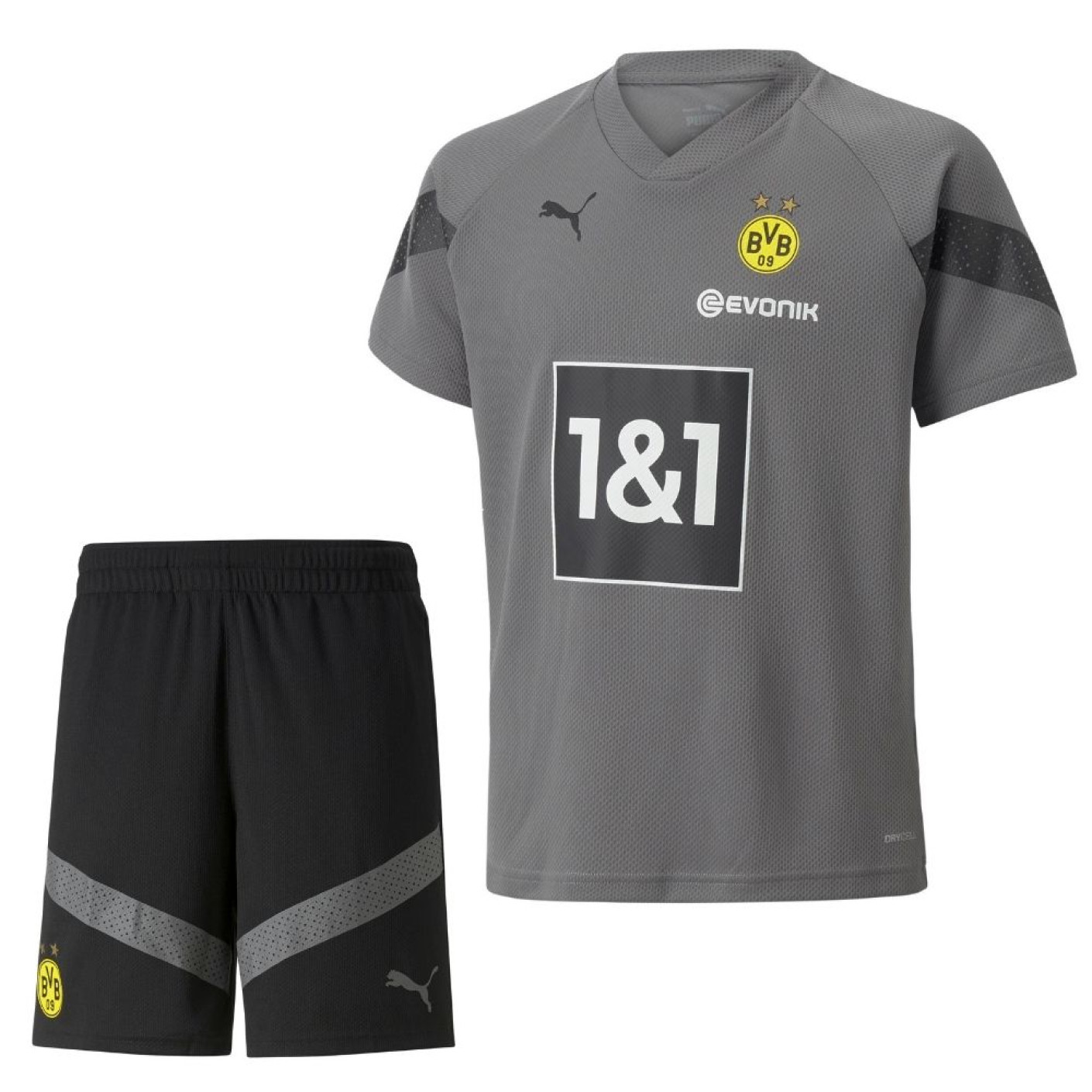 PUMA Borussia Dortmund Trainingsset 2022-2023 Kids Grijs Zwart