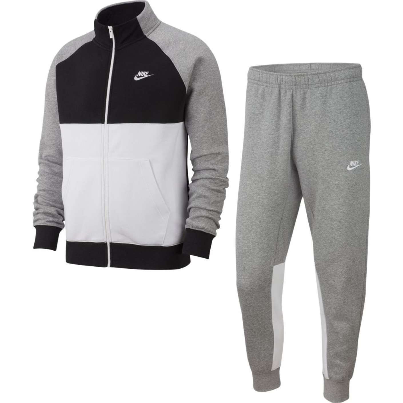 Nike NSW CE Trainingspak Fleece Grijs Zwart Wit