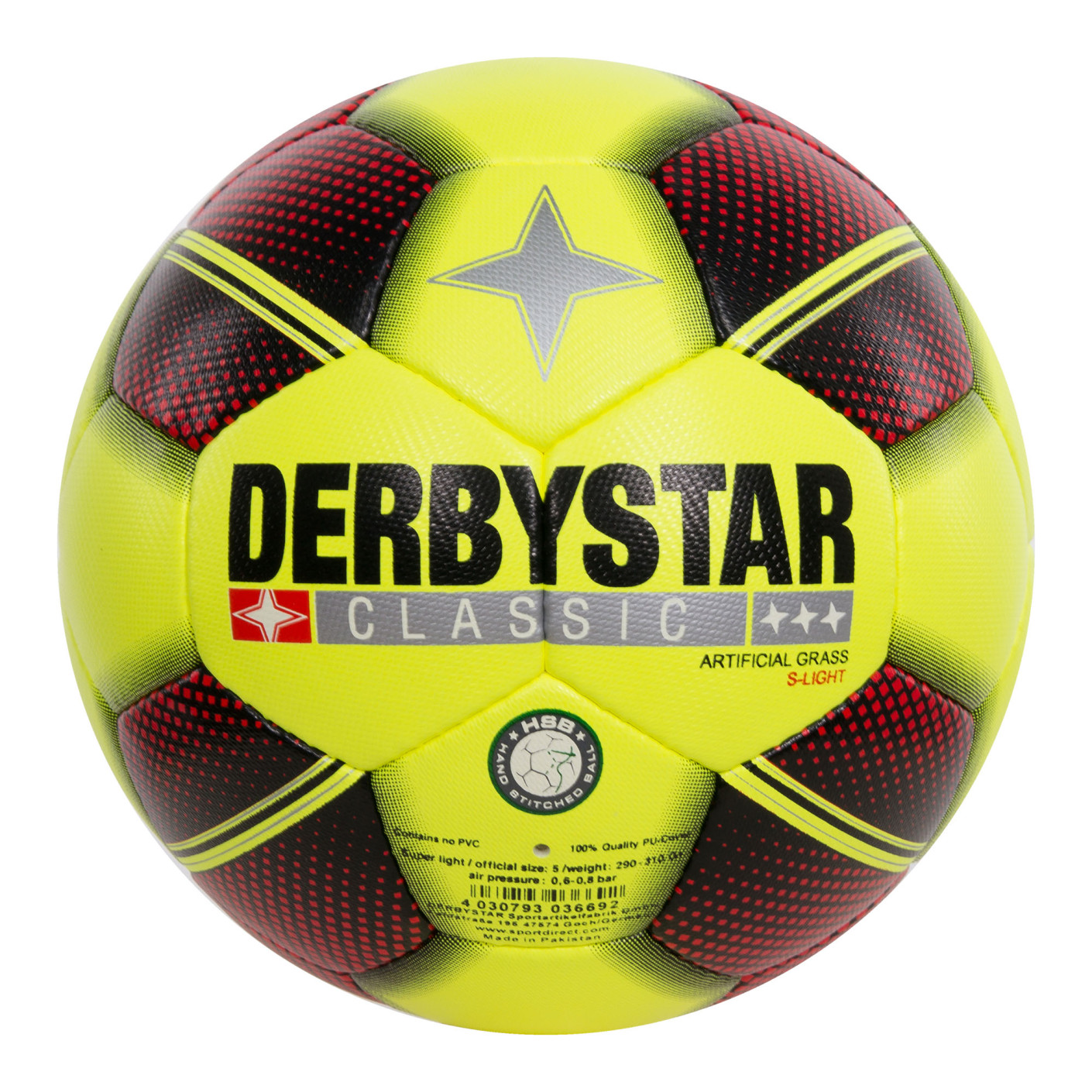 Derbystar Classic Super Light Artificial Grass Soccer Size 3 Yellow Red Black